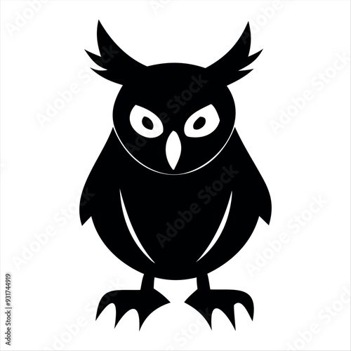 OWL bird black silhouette Isolated on a white background, owl bird set vector illustration photo