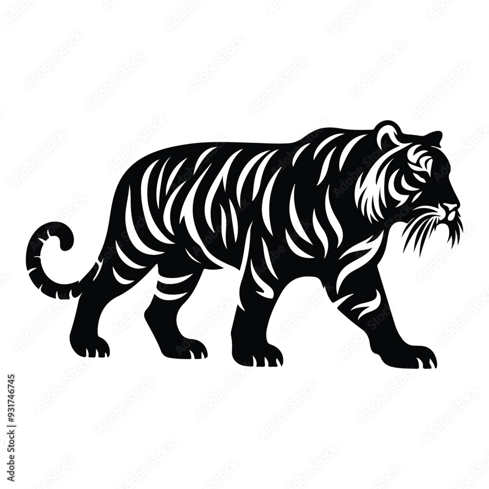 tiger vector illustration silhouettes design , tiger image free design 