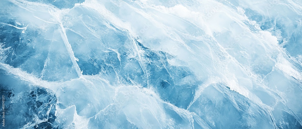 Closeup of an ice surface with intricate patterns and textures. Light blue background backdrop Closeup of an ice surface with intricate patterns and textures. Light blue background backdrop