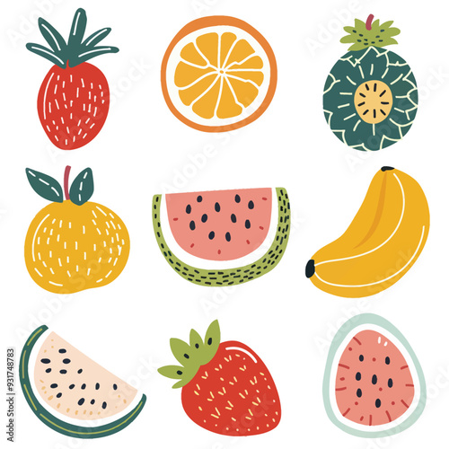 Vector Tropical Fruit simple and m