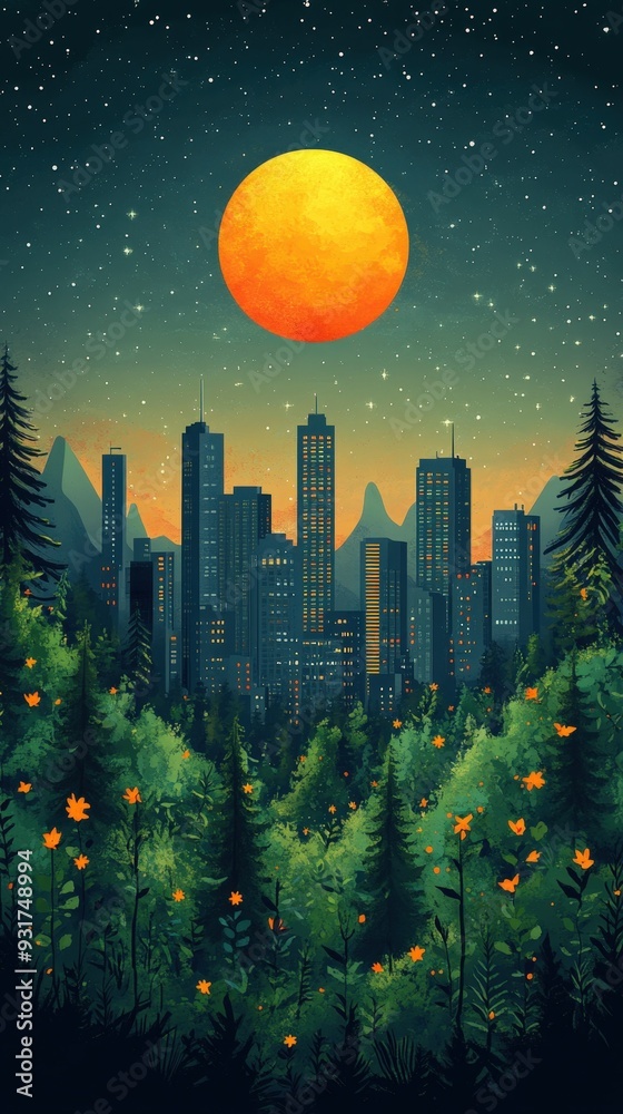 Fototapeta premium Neighborhood green energy fair, showcasing sustainable solutions, flat design illustration