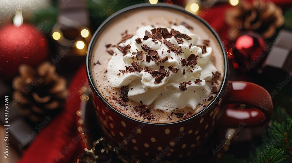 Hot Chocolate with Whipped Cream and Chocolate Shavings