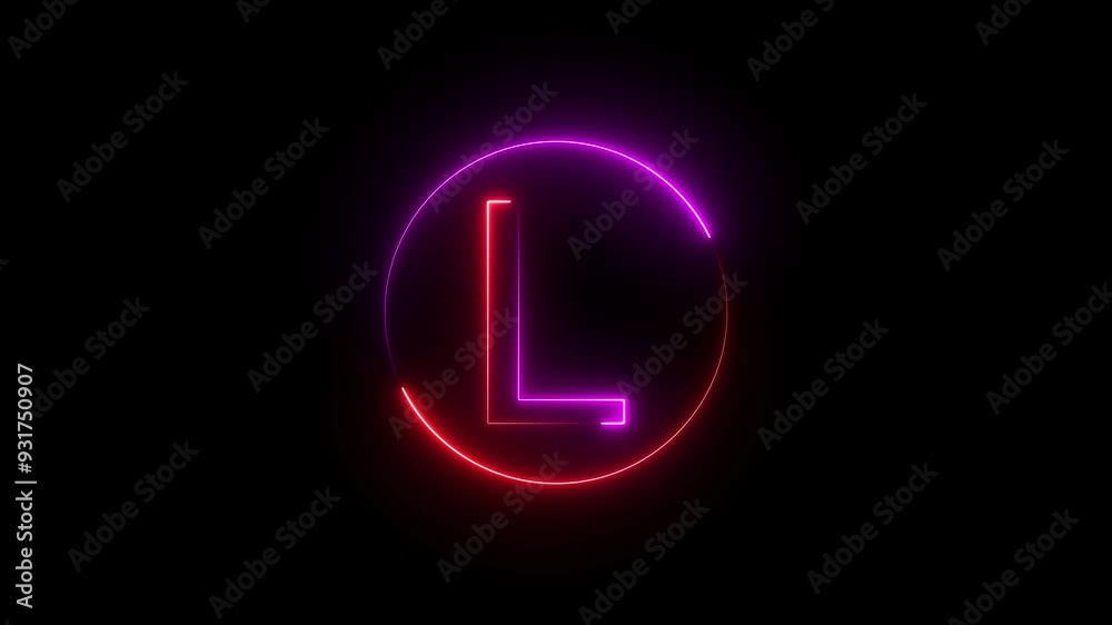 Abstract Glowing Neon Red and Purple Color Alphabet Letter Symbol Animation. Abstract Glowing Neon Red and Purple Color Alphabet Letter Symbol Animation.