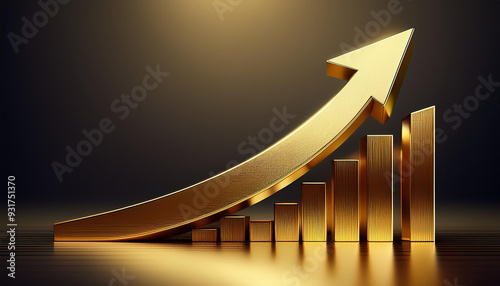 Wallpaper Mural A 3D gold arrow pointing up with a growth graph symbolizing success and financial gain in the market. Torontodigital.ca