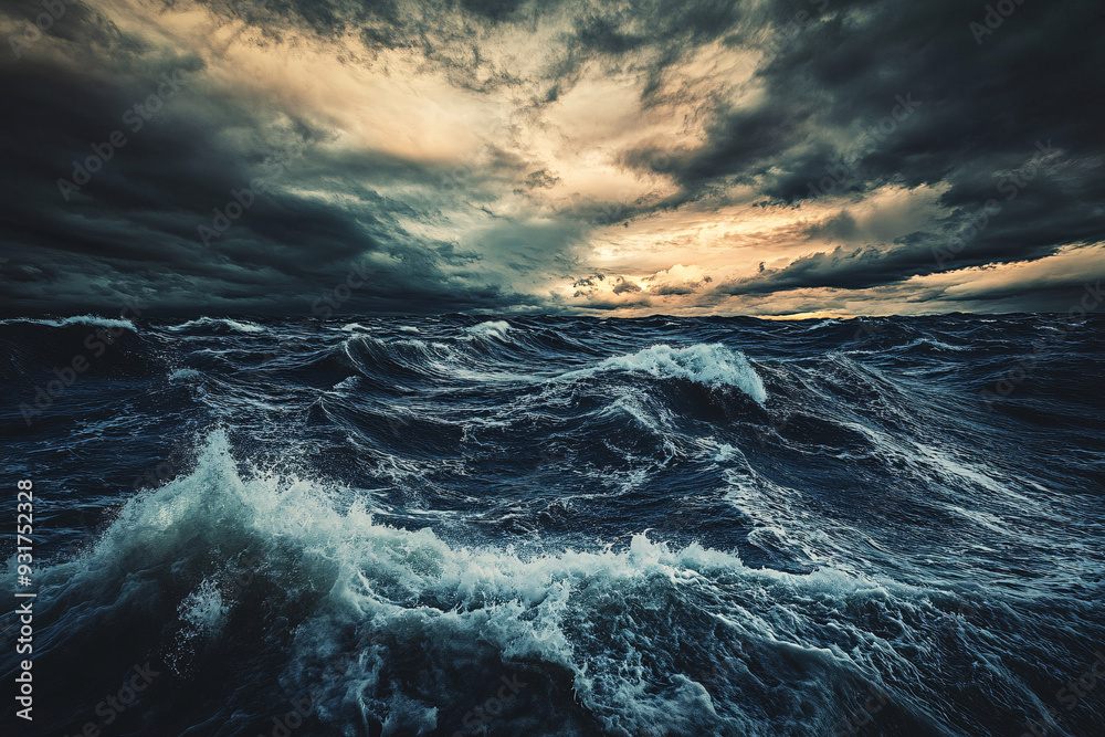 Dramatic Stormy Sea With Big Waves and Dark Clouds Dramatic Stormy Sea With Big Waves and Dark Clouds