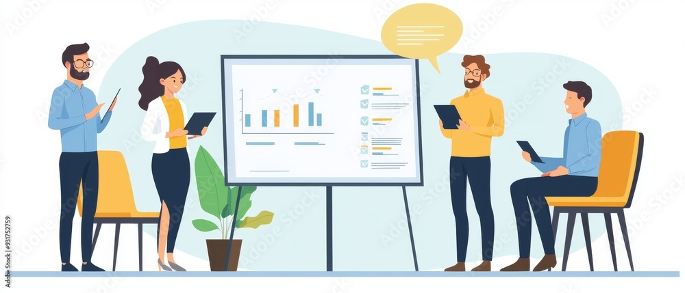 Group of Professionals in Office Meeting Using Whiteboard and Tablet for Strategy Group of Professionals in Office Meeting Using Whiteboard and Tablet for Strategy