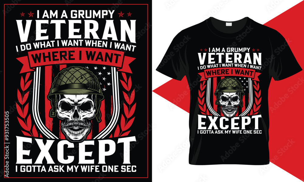 Fototapeta premium Veteran day t-shirt design. Custom typography veteran day premium quote t-shirt design.