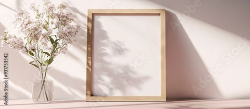 Empty wooden photo frame an...