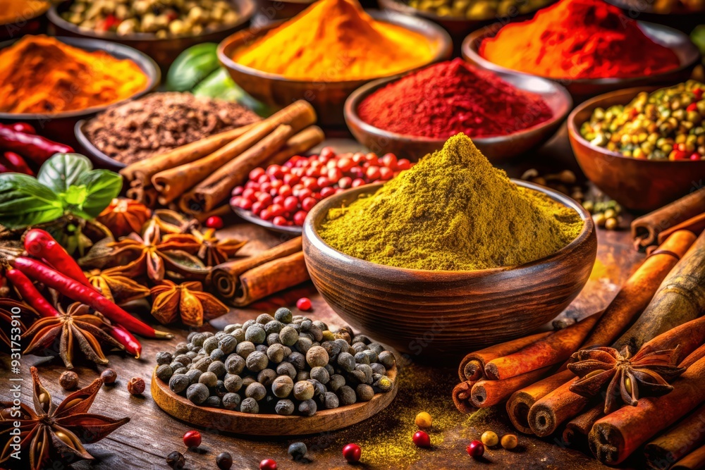 Fototapeta premium rich aromatic spice explosion warm filter