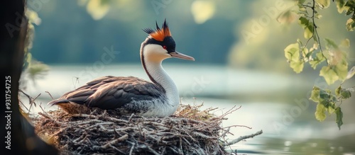 Close up of a great crested...