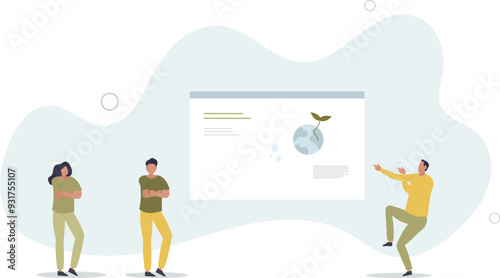 Knowledge and study about planet conservation.flat design with people.