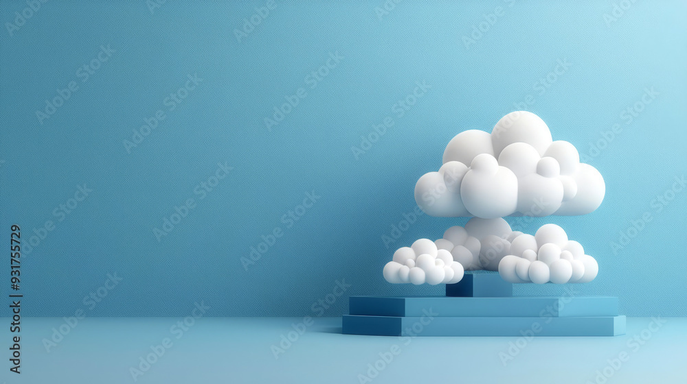 Elemental cloud layers, tech ecosystems merging, 3D illustration Elemental cloud layers, tech ecosystems merging, 3D illustration