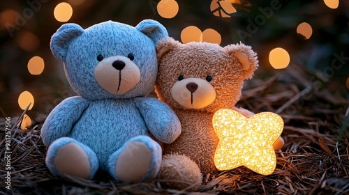 Cute and cuddly teddy bears with hearts and stars