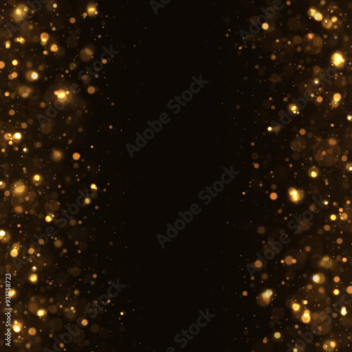 Golden blurred background. Magic background with bokeh effect. Space concept.