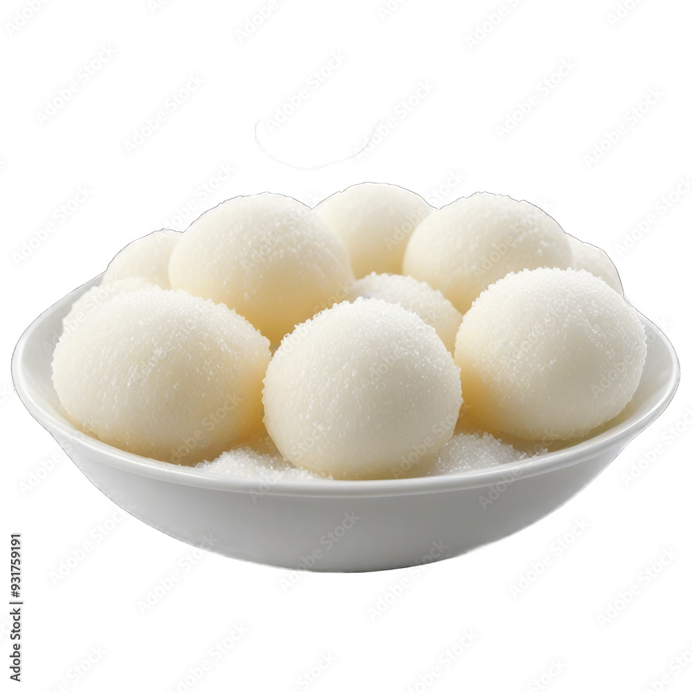 Closeup of Rasgulla Indian Sweet Dessert isolated on transparent background Closeup of Rasgulla Indian Sweet Dessert isolated on transparent background