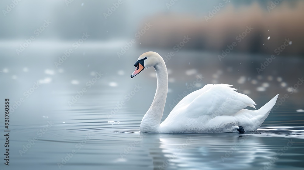 Swan elegantly turning in a secluded pond minimalist art media by magazine Swan elegantly turning in a secluded pond minimalist art media by magazine