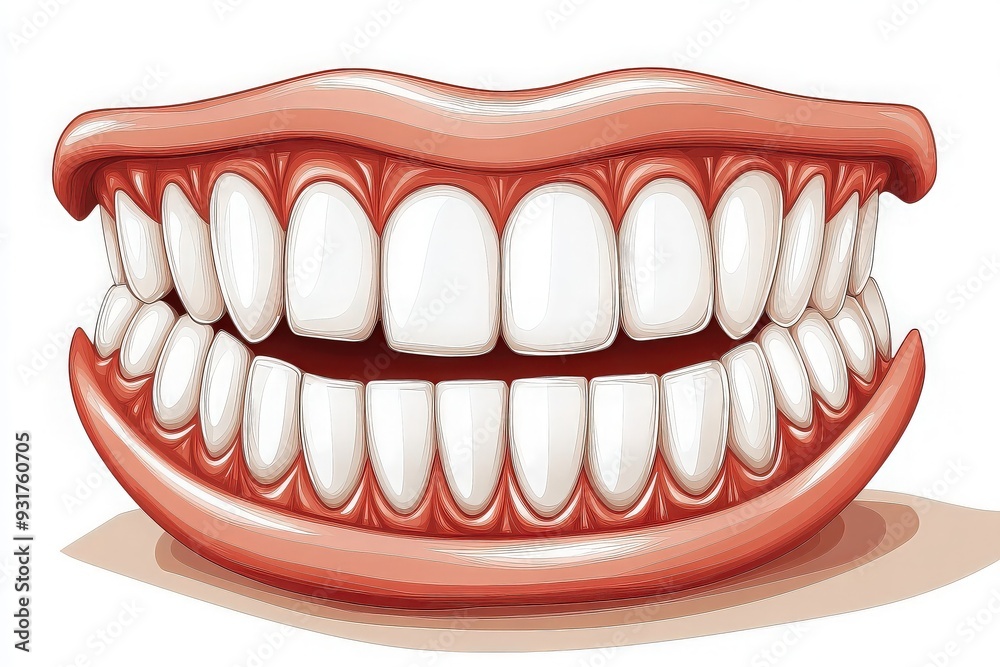 Obraz premium Illustration of teeth and gums with detailed anatomy
