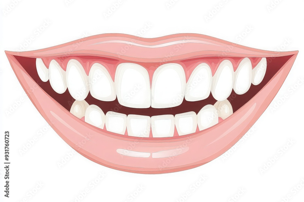 Illustration of a smiling mouth with teeth and gums Illustration of a smiling mouth with teeth and gums