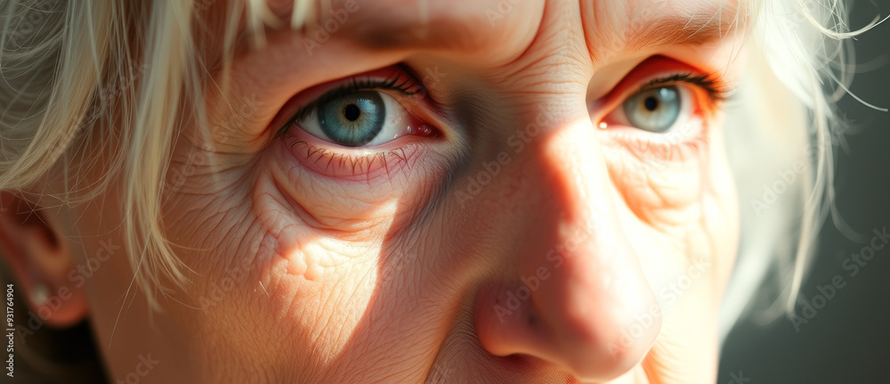 Close-up of a woman's eye and wrinkles