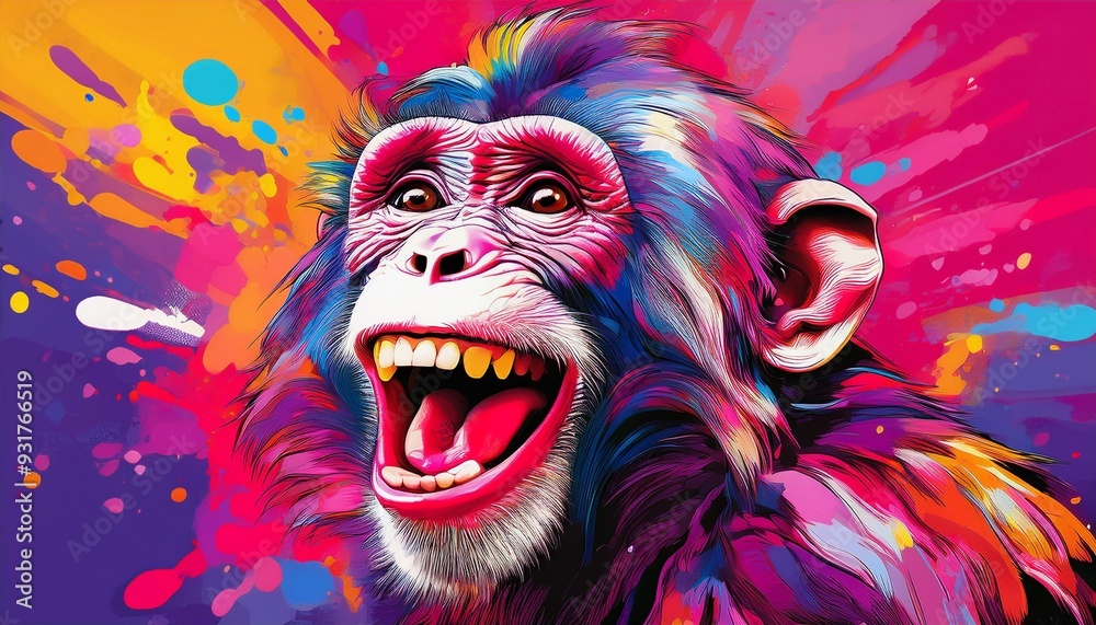 Funny pop art picture of a monkey. Funny pop art picture of a monkey.