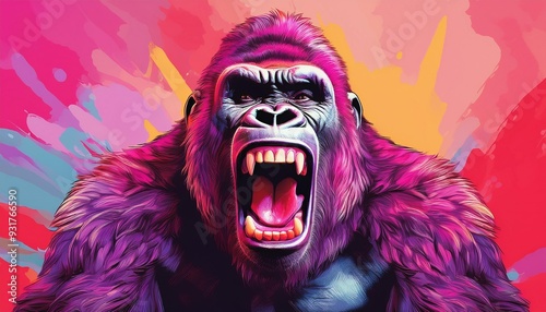 Funny pop art picture of a gorilla.