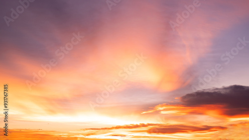 Beautiful , luxury soft gradient orange gold clouds and sunlight on the blue sky perfect for the background, take in everning,Twilight, Large size, high definition landscape photo