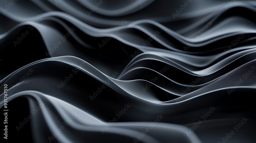 Obraz premium A 3D rendering of a wavy, dark background.