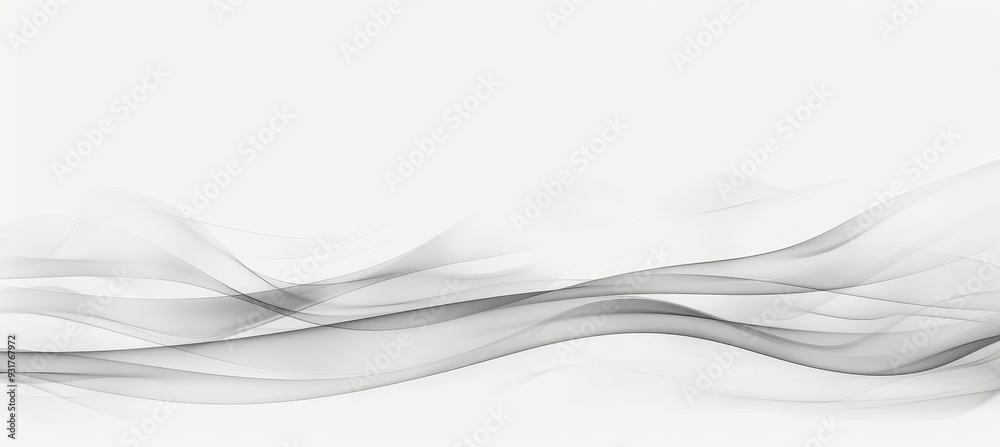 Abstract Smooth Gray Wave Motion Lines On White Background, Elegant Flowing. Digital Art. Abstract Smooth Gray Wave Motion Lines On White Background, Elegant Flowing. Digital Art.