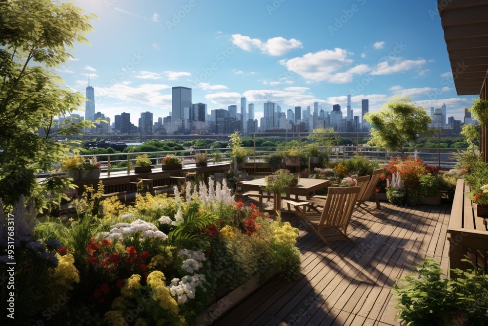 Amazing rooftop garden illuminated by sunlight picture Amazing rooftop garden illuminated by sunlight picture
