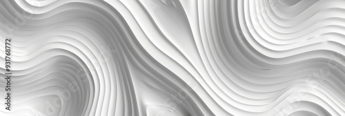 Abstract 3D Background with Smooth White Shapes, Wavy Lines, and Dynamic Curves in Minimalist Design