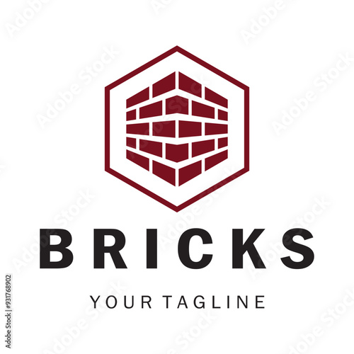 creative brick logo designs for buildings, architectural buildings, civil engineering, building materials shops