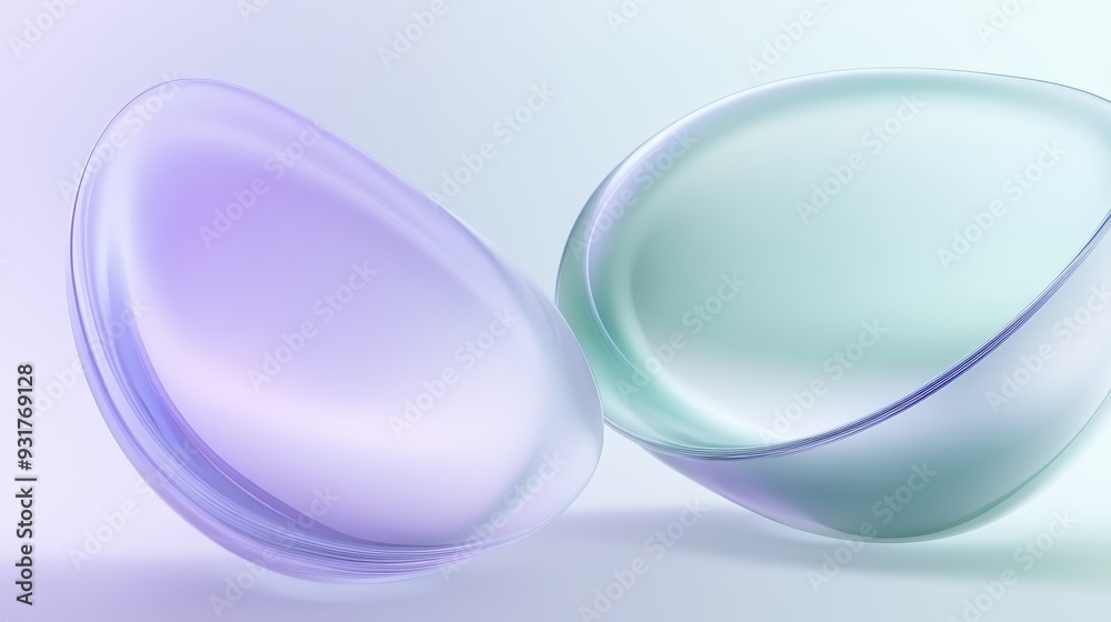 Obraz premium Abstract Composition with Green Shapes and Glassmorphic Element