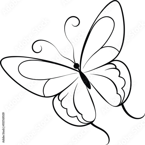 Engaging butterfly coloring page for kids. Simple black-and-white design helps enhance focus and artistic expression.
