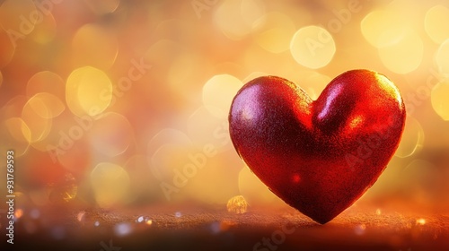 A red heart glowing brightly against a soft, warm background, symbolizing unwavering true love and deep emotional warmth.