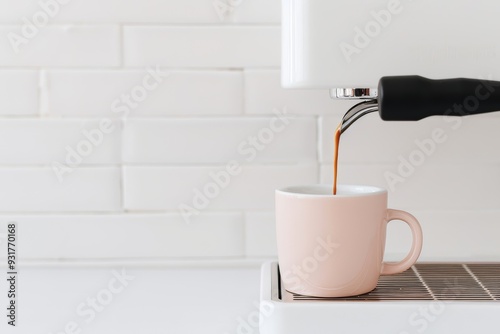 Coffee Machine Brewing Coffee into a Cup