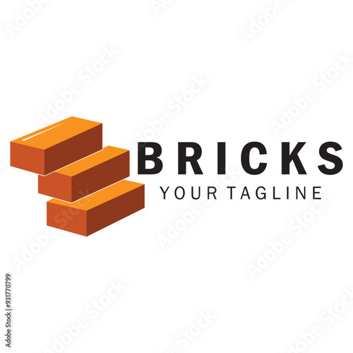 creative brick logo designs for buildings, architectural buildings, civil engineering, building materials shops