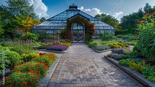 Phipps Conservatory and Botanical Gardens in Pittsburgh Pennsylvania Schenley Parks horticulture hub features botanical gardens and a steel glass Victorian greenhouse : Generative AI photo