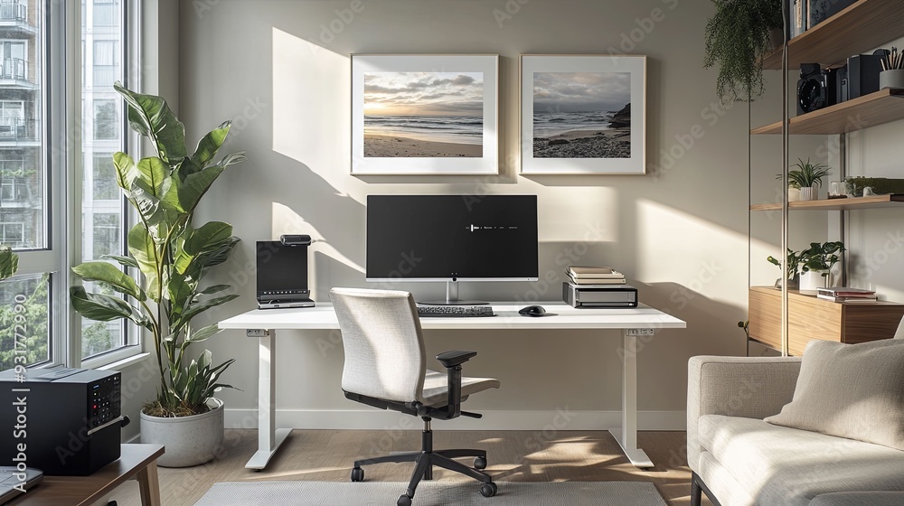Sleek and Modern. Minimalist home office setup Sleek and Modern. Minimalist home office setup
