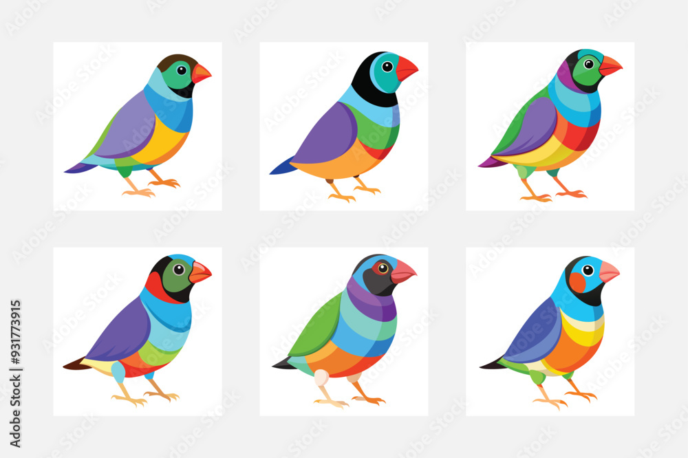 Obraz premium set of colorful birds