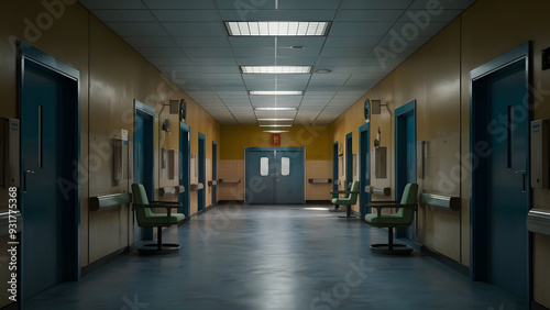 Illustration of an abandoned ward in a hospital dedicated to monkeypox patients.