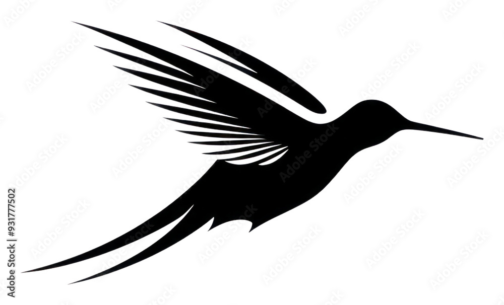 Obraz premium PNG Hummingbird silhouette animal monochrome.