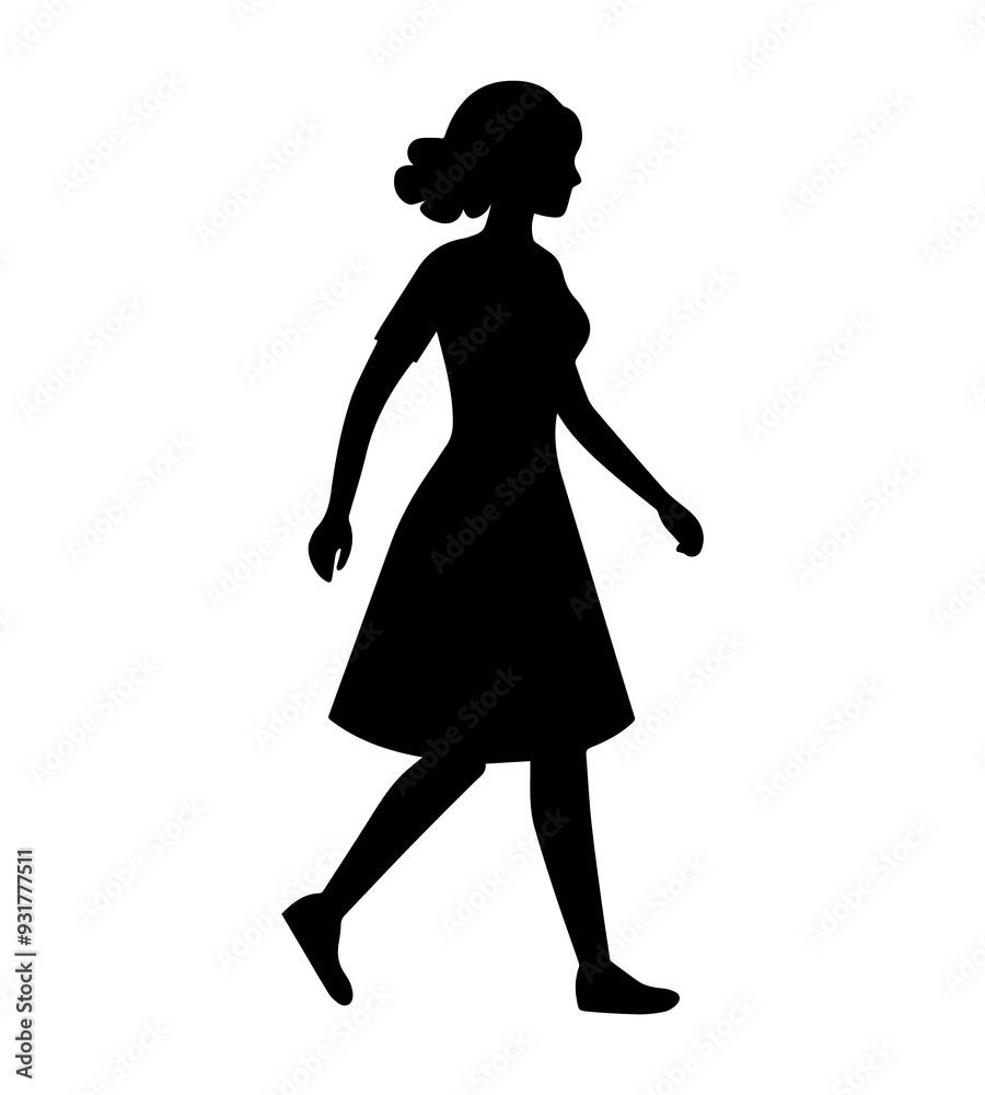 Vector silhouettes of a women walking Vector silhouettes of a women walking