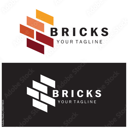 creative brick logo designs for buildings, architectural buildings, civil engineering, building materials shops