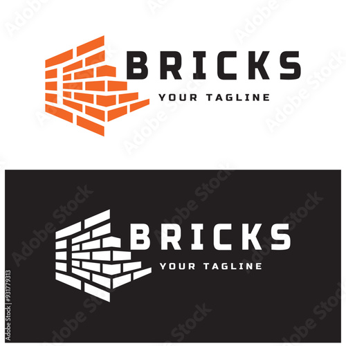 creative brick logo designs for buildings, architectural buildings, civil engineering, building materials shops