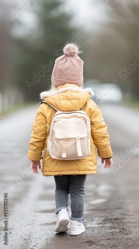 Parent and child at school drop-off, showing family support selective focus parental care realistic Multilayer carpool line backdrop photo