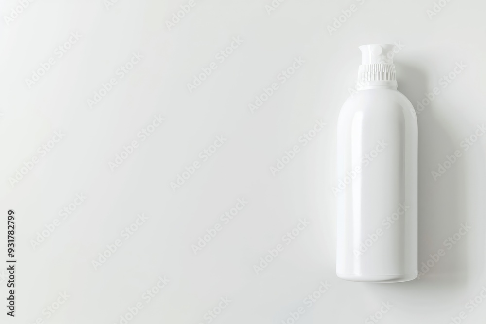 White cosmetic bottle on white background Blank label for branding mockup