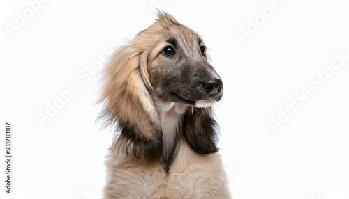 アフガン・ハウンドの子犬のポートレート（Afghan Hound puppy portrait on white background）
 photo