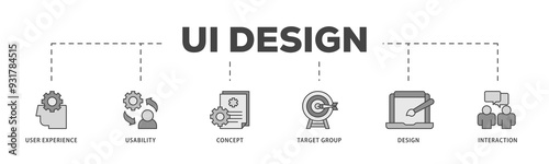 User interface design icons process structure web banner illustration of target group, interaction, design, concept, usability, user experience icon png transparent background.