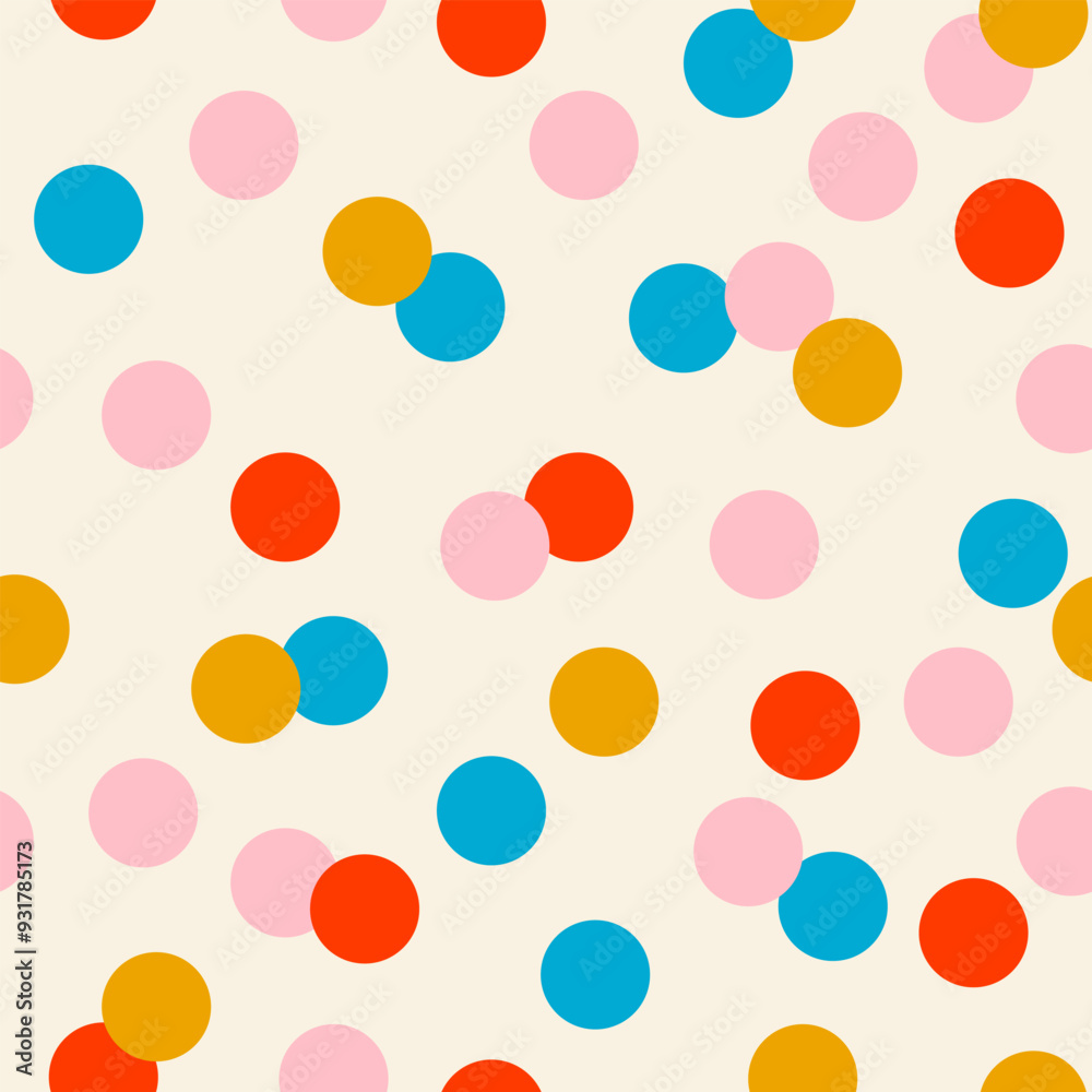 Seamless abstract multicolored polka dot, confetti pattern on a light background, flat style Seamless abstract multicolored polka dot, confetti pattern on a light background, flat style