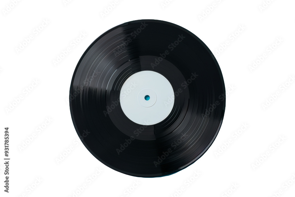 Black Vinyl Record on Isolated Background With a Blank Label at the Center Black Vinyl Record on Isolated Background With a Blank Label at the Center